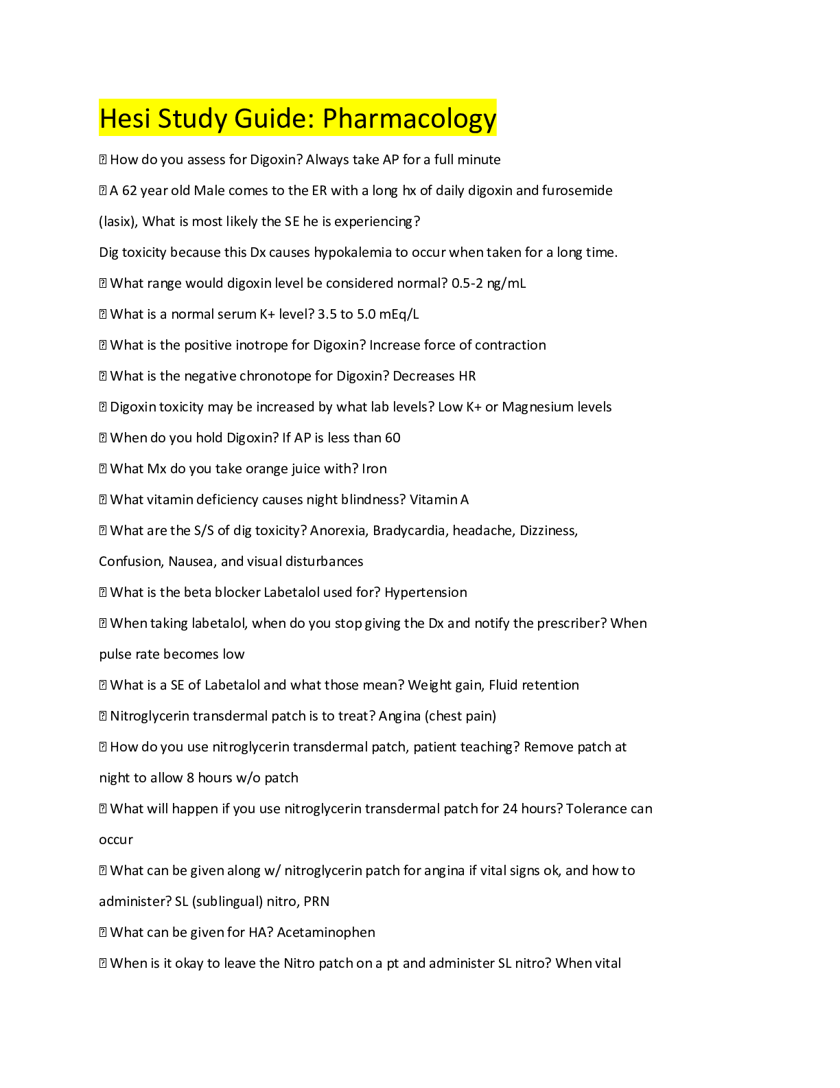 Preview image of Hesi Study Guide pharm. document